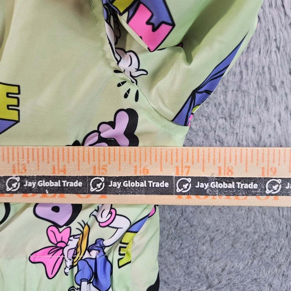 NEW Disney Minnie Mouse Daisy Duck Girls Hooded Jacket Light Green Pink XL 10 Yr